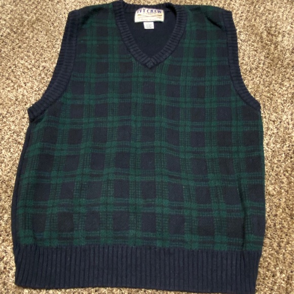 green plaid sweater vest